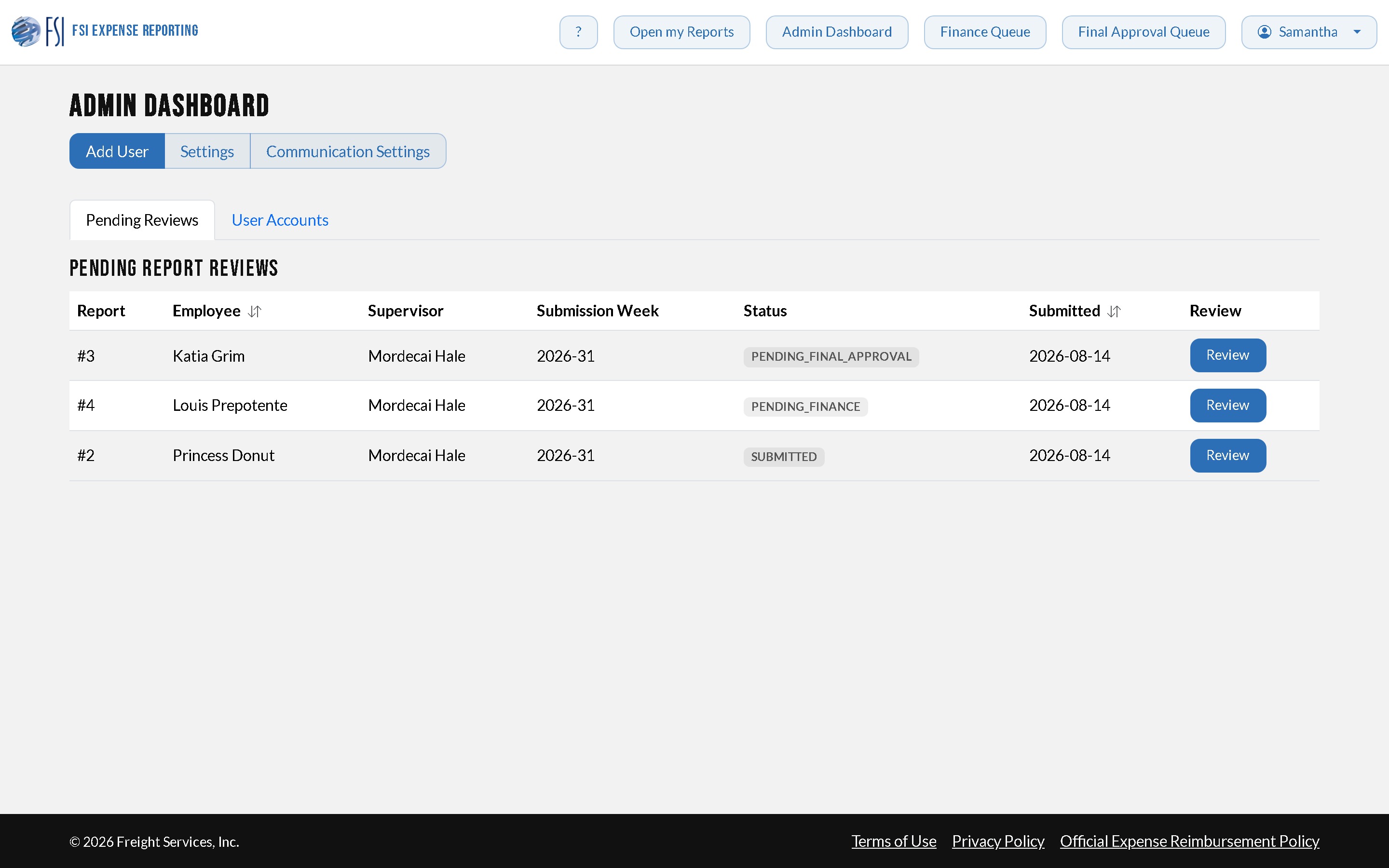 How an administrator sees accounts. The Employee Access column shows whether onboarding approval has been granted, and Toggle Active controls whether the account can sign in at all.